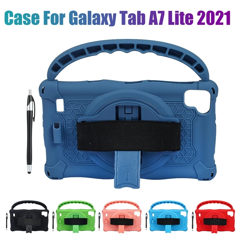 

NEW-Case for Samsung Galaxy Tab A7 Lite 2021 8.7 Inch T220 T225 Tablet Silicone Case Tablet Stand with Pen and Handle