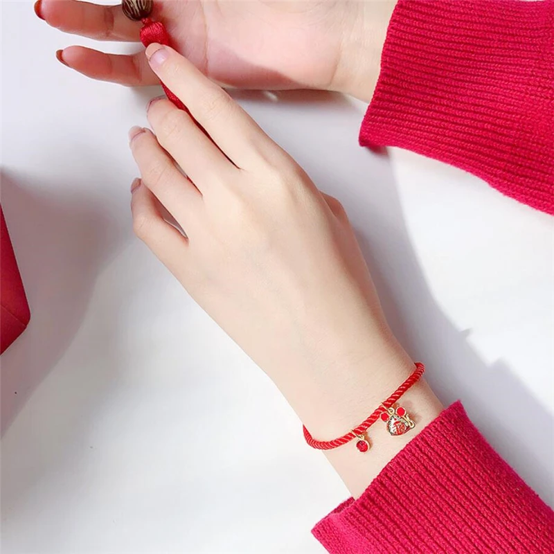WYEAIIR 925 Sterling Silver 2020 Rat Year Zodiac Sign Shiny Mouse Chinese Style Rope Female Resizable Bracelets | Украшения и