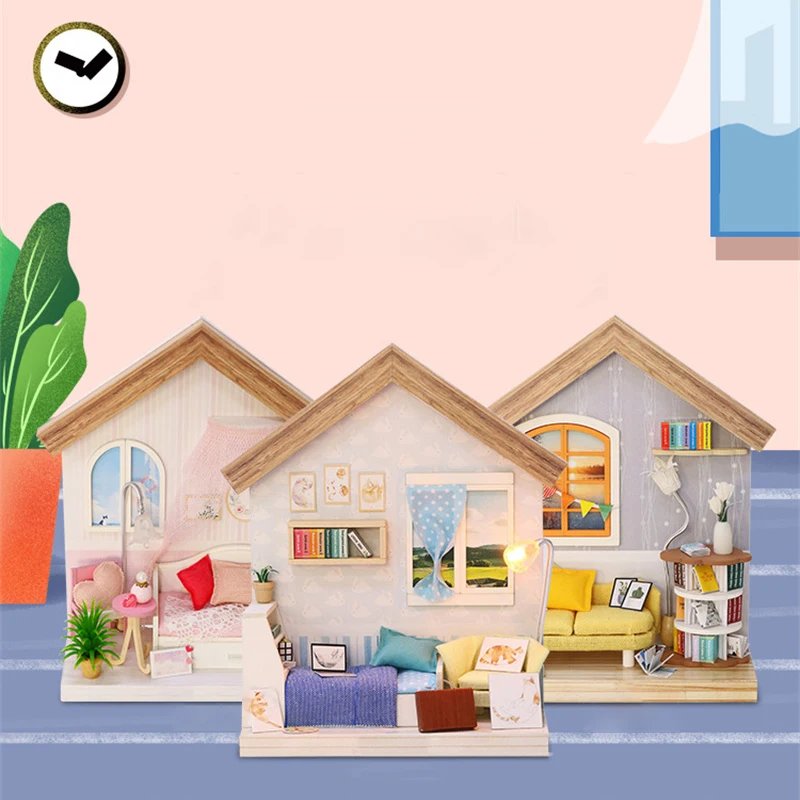 

DIY Wooden Miniature Dollhouse Manual Creative Assembly Toys Furniture For Doll House With Light For Children Birthday Gifts