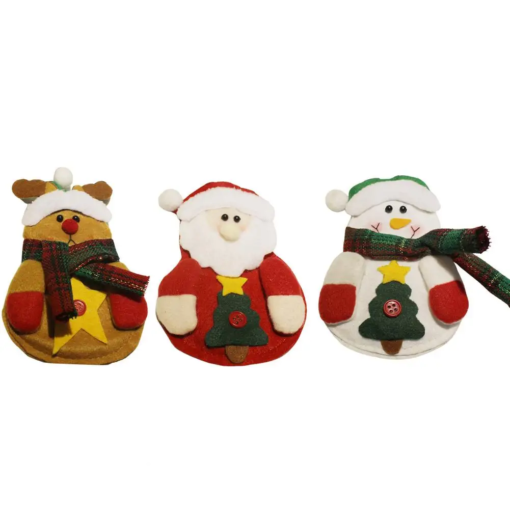 

Christmas Table Bags Set Santa Claus Reindeer Snowman Cutlery Pouch Tableware Holders For Thanksgiving Christmas Party Decoratio