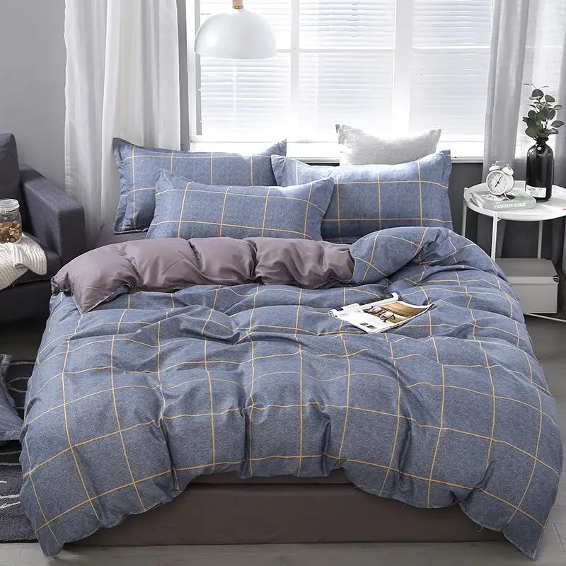 

3/4pcs King Size Quilt cover Bed Sheet Pillowcases Bedding set Plaid Grid Soft Home duvet cover set Avocado Twin Full Queen