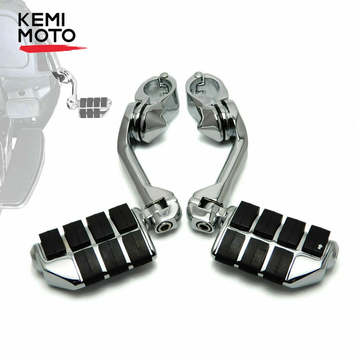 

KEMIMOTO Highway Motorcycle Adjustable Foot Pegs 1-1/4" 1.25" 32mm Long Clamp Angled Mount Kit for Touring Sportster Dyna