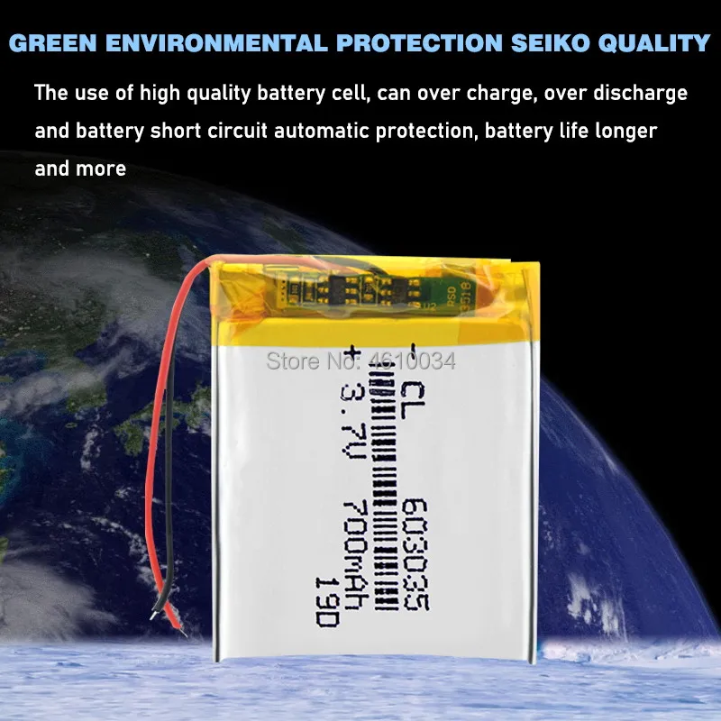 

Rechargeable 3.7V 700mAh 603035 Lipo Battery li-ion cells Lithium Li-Po Polymer Batteries For Speaker Headphone GPS MP3 MP4 Toy