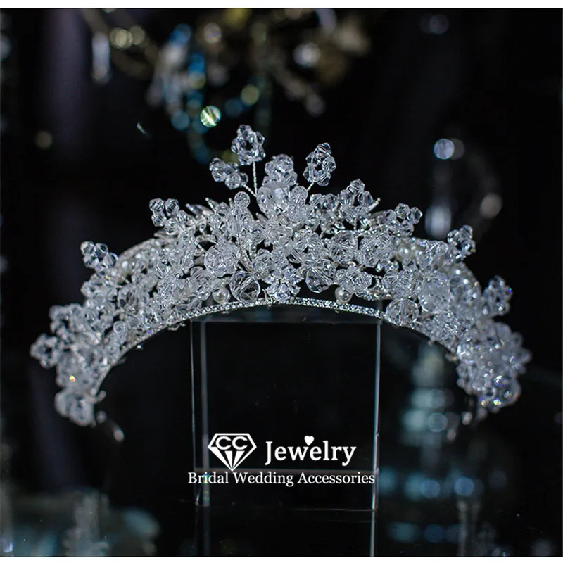 

CC Wedding Crown Women Accessories Bridal Headpiece Engagement Hair Ornaments 100% Handmade Diadems Leaf Shape Coronets QS177