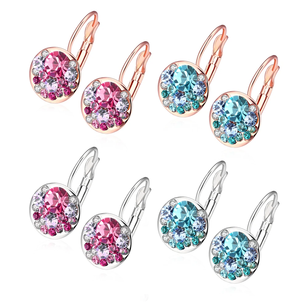 

Fashion Luxury Drop Earrings For Women Round Shining Czech Drill Cute Women Earring Birthday Jewelry Female Best Gifts