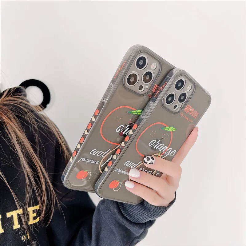 

Cartoon Fruits Phone Cases For iPhone 12 Mini 11 Pro XS Max X XR 7 8 Plus SE 2020 12Pro Fashion Border Print Soft TPU Cover