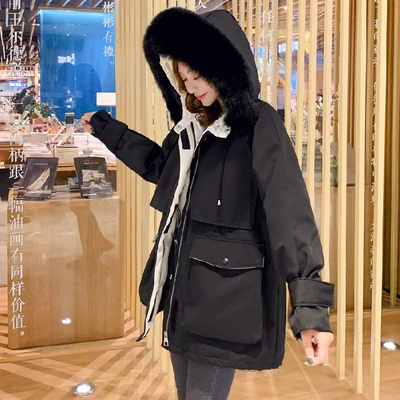 

White duck down down jacket for women's middle school long overalls with waisted and thickened fashionable Velcro coat