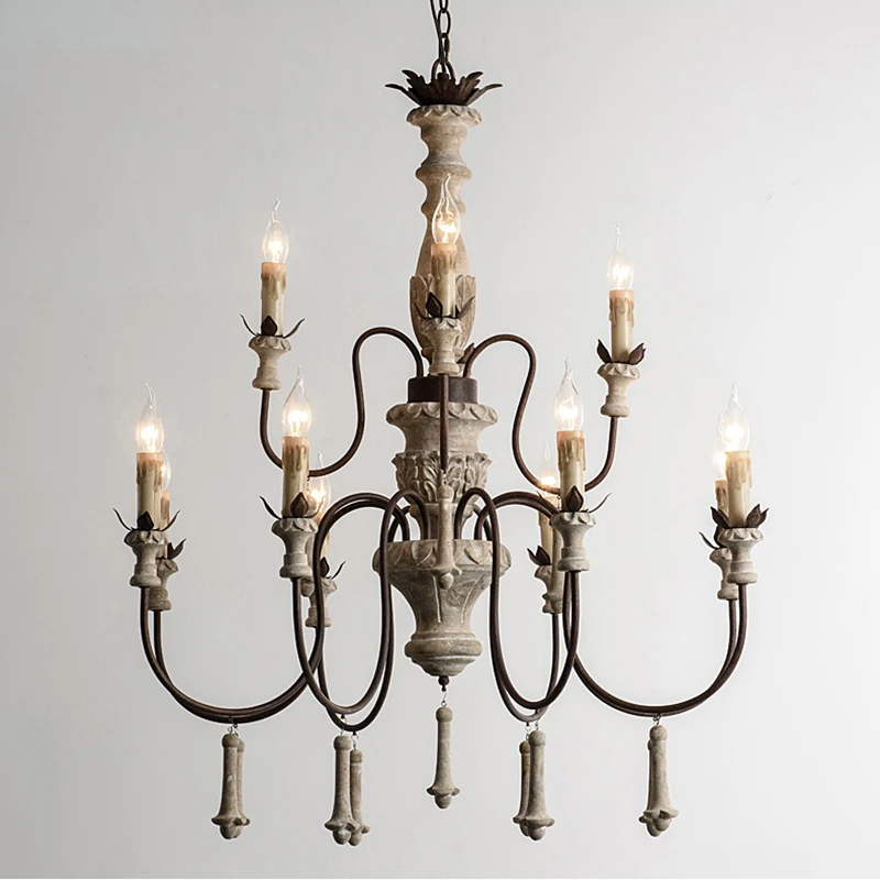 Винтажные фойе люстры большой деревянный блеск деревенское Освещение Подвеска