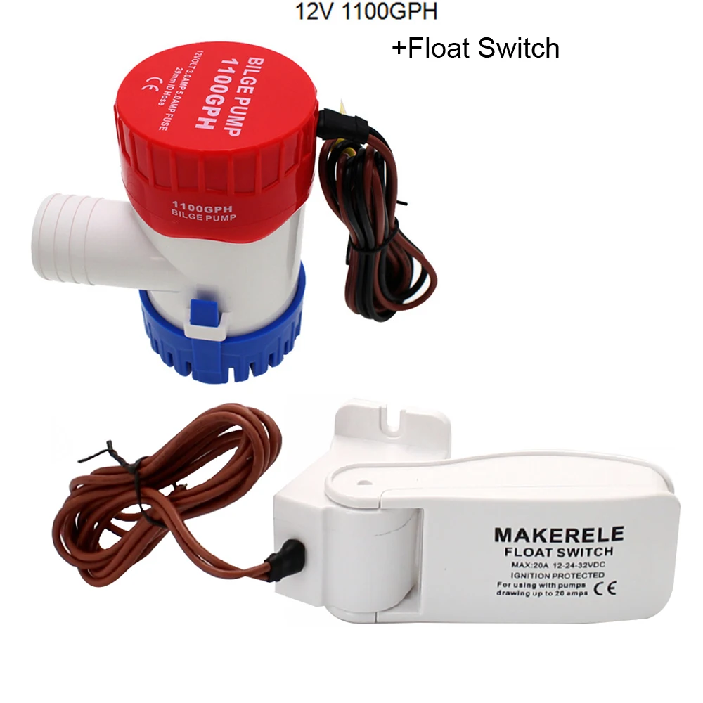 12V G1100 and switch Трюмные насосы водяной насос 1100gph 750gph 500gph 350gph 12v 24v Поплавковый выключатель Бильге Водяной насос с новейшим дизайном яхты Дренаж - Напряжение: 12V G1100 and switch