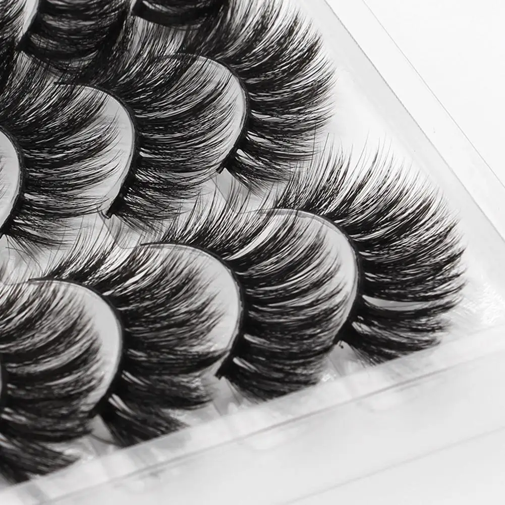 

16Pairs Mink Lashes Natural False Fluffy Dense Multilayer Eyelashes Soft Fake Lashes Thick Eyelashes Mink Reusable Cilios M X2Q9