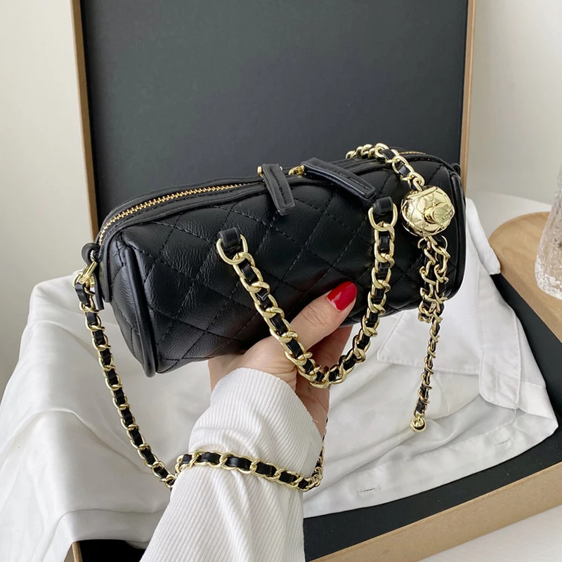 

2021 New Bag Ladies Fashion Handbag Embroidery Thread Cylinder Luxury Design Chain Shoulder Bags High Quality Wear-Resistant
