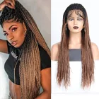 Парик на сетке спереди с эффектом омбре, Длинные Синтетические волосы, плетеные парики с коричневой коробкой для черных женщин, термостойкие волосы с плетением