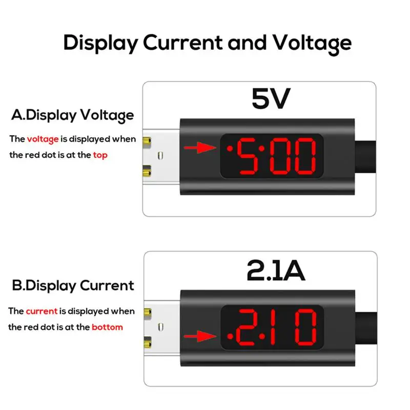 HFES 1M(3.28ft) Micro-USB Data Charging LED Digital Voltage and Current Display Nylon Braided USB Cable | Электроника