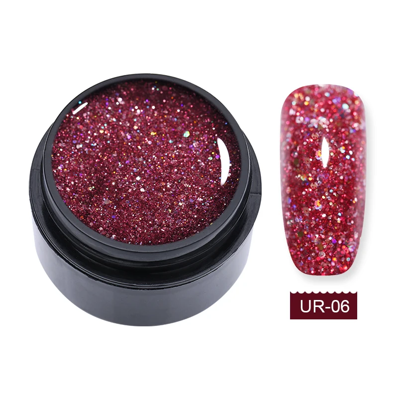 Sequins 6 Ur Sugar, 15 мл, голографический блеск, полиэкстенсивный гель, французские ногти, прозрачный, Камуфляжный цвет, строитель, УФ-гель для ногтей, для наращивания пальцев - Цвет: Sequins 6