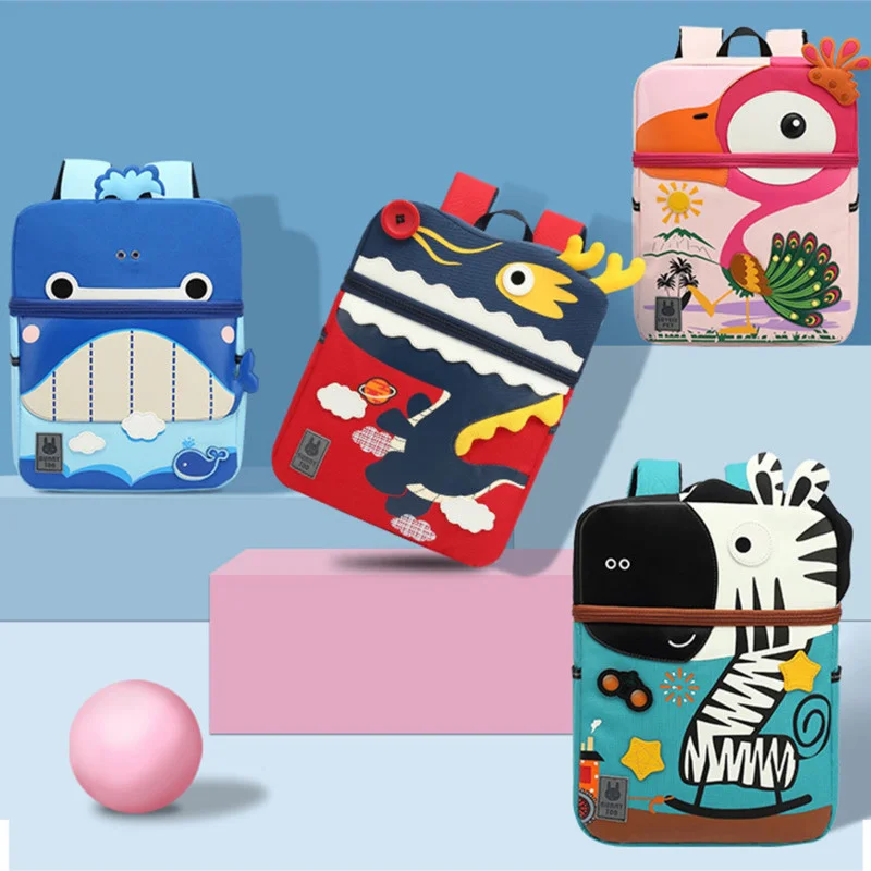 Kindergarten School Bags For Kids 2022 New 3D Cartoon Zebra Model Baby Age 3-6 Children Cute Anti-lost Toddler School Backpack