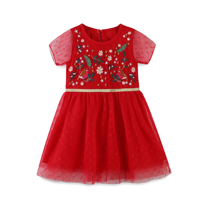 Детское Сетчатое платье-пачка для девочек с вышивкой бисером прыжков | Детская