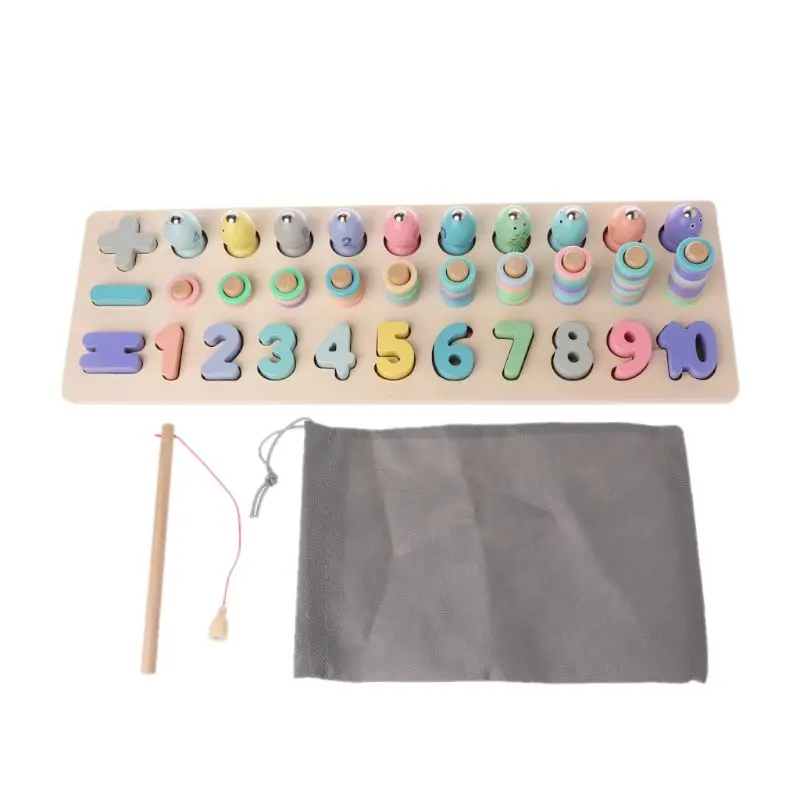 Монтессори дошкольные деревянные игрушки Цифровая одинаковая рыболовная доска