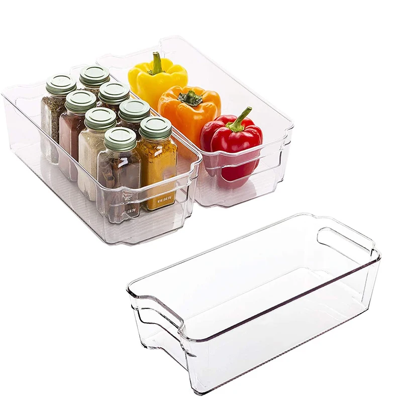 

3 предмета в комплекте кладовая органайзер для холодильника ящики для Кухня и шкаф для хранения, наращиваемый, пищевые корзины с ручками