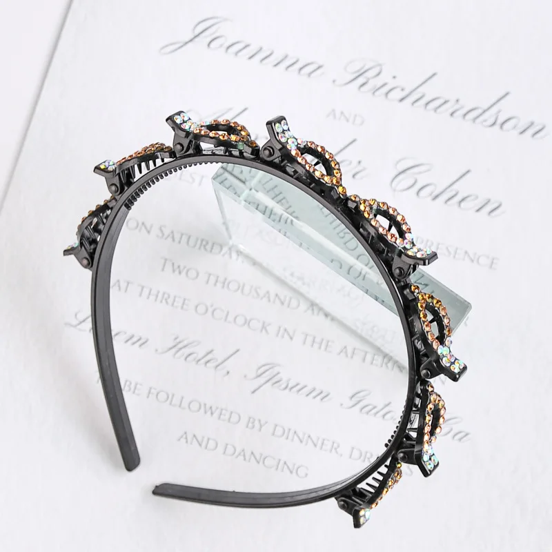 Повязка для волос Xwen с жемчугом Женская нескользящая полосы обруча Alice двойная