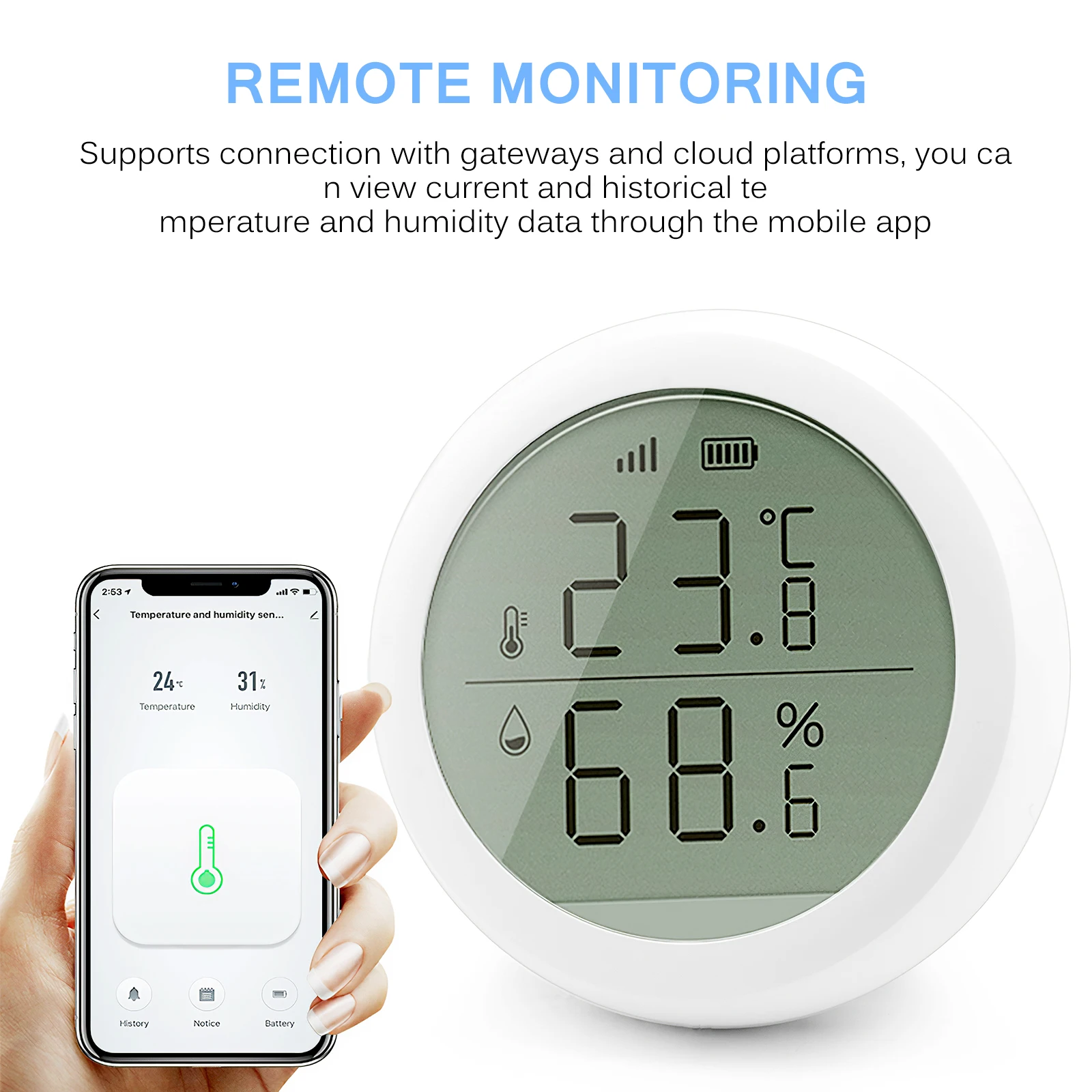 

Датчик температуры и влажности Tuya Wi-Fi Zigbee, комнатный гигрометр-термометр с ЖК-дисплеем, поддержка Alexa Google Assistant