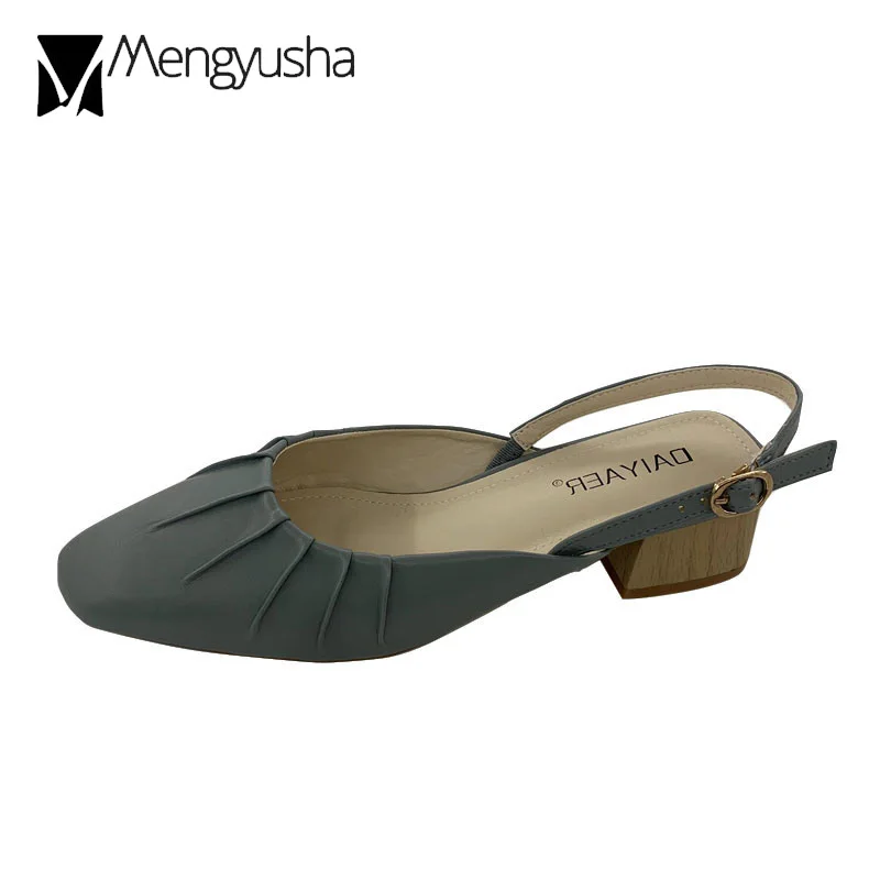 Туфли-лодочки женские на среднем каблуке мягкая кожа квадратный носок