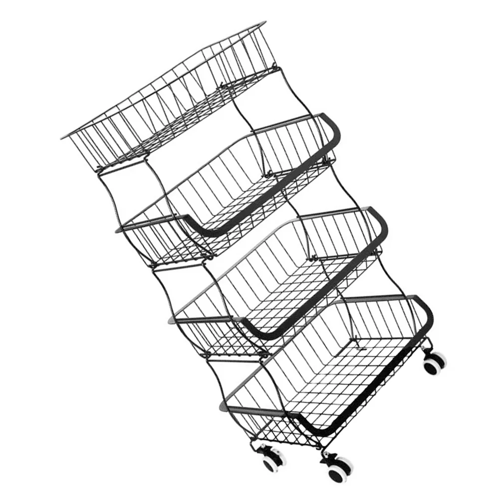 

1Pc Movable Kitchen Rack Multifunctional Commodity Shelf Kitchen Supply (Black)