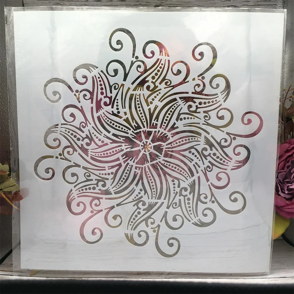 

30*30cm Mandala Geometry Wavy DIY Layering Stencils Wall Painting Scrapbook Coloring Embossing Album Decorative Template