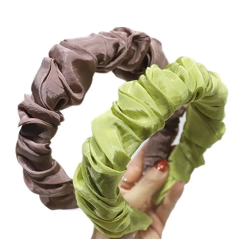 

Однотонная тканевая плиссированная повязка на голову для женщин головной убор женские аксессуары для волос обруч для волос для мытья лица ...