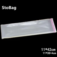 stobag 200pcs 1142cm long thick clear self adhesive cello plastic bag for candy packing cookie packaging bag opp resealable