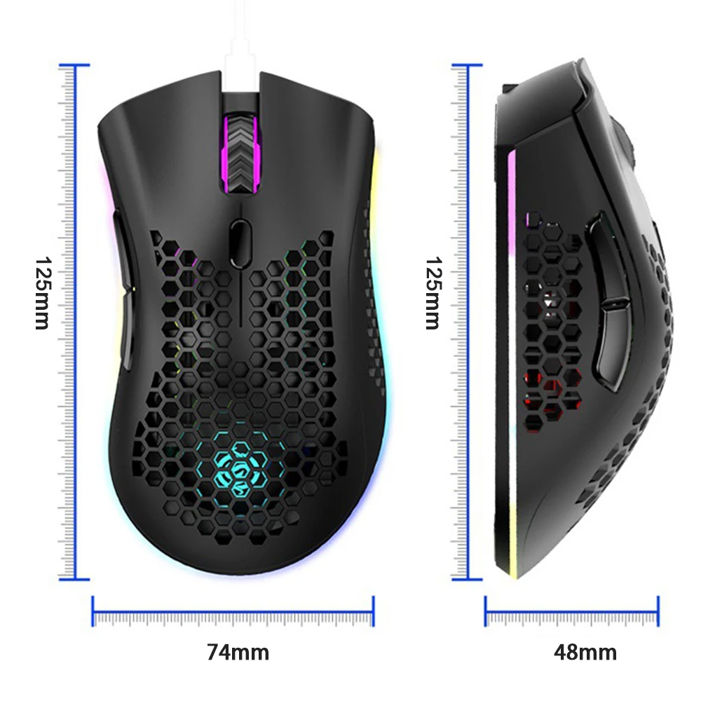 

BM600 2.4GHz Wireless Mouse 12000 DPI Adjustable RGB Backlit Honeycomb USB Optical Gaming Mouse Gamer Mice for Laptop PC