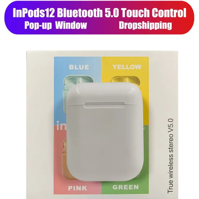 i12 White with box I12 TWS, беспроводная гарнитура с сенсорной клавишей, Bluetooth 5,0, спортивные стерео наушники для iPhone, Xiaomi, huawei, samsung, смартфон - Цвет: i12 White with box