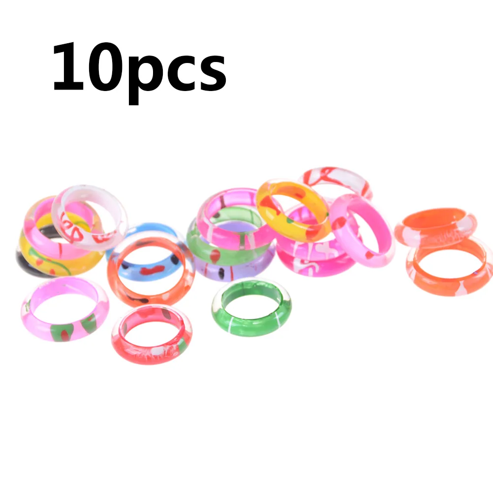 10 шт./компл. из акрила/Смола Mix окрашенные Ассорти Мультяшные кольца для маленьких