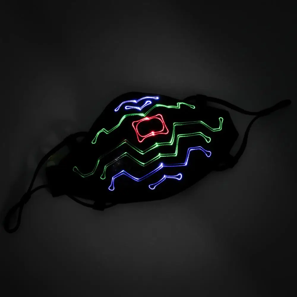 Светодиодная светящаяся маска для лица со звуковым управлением Карнавальная