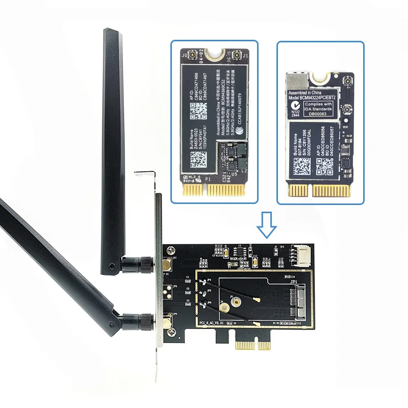 BCM94360CS2 BCM943224PCIEBT2 Wlan Wi-Fi карта к PCIe PCI-E 1X Настольный конвертер двухдиапазонный bluetooth