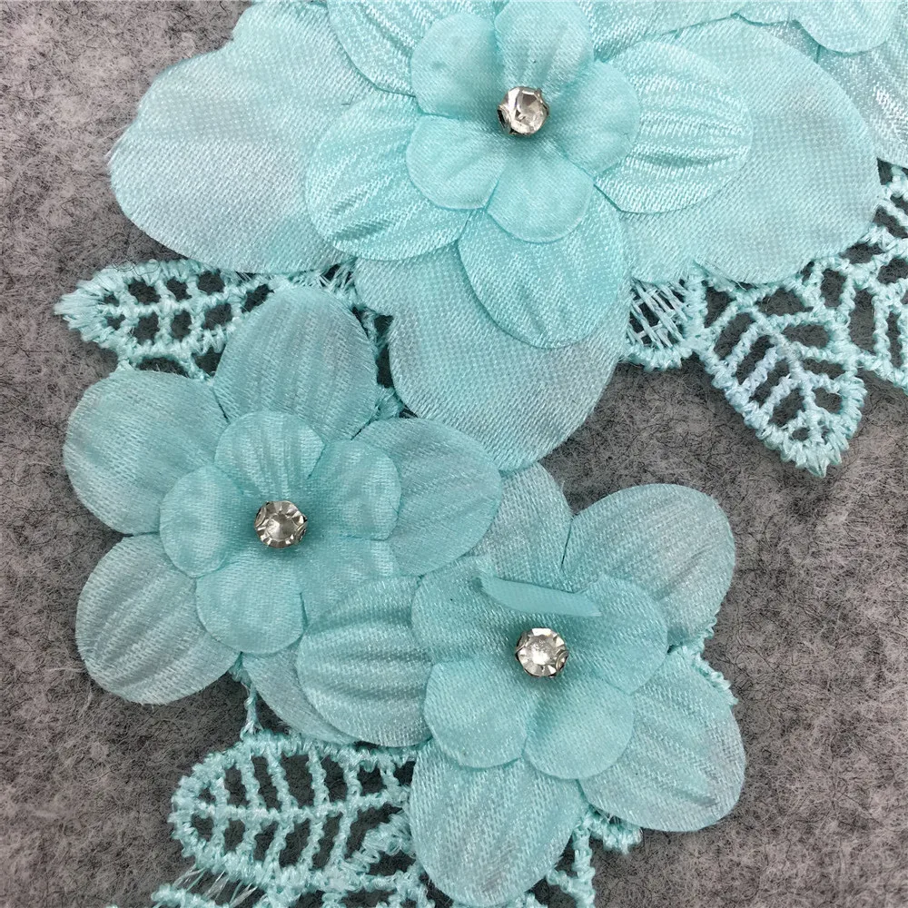 Новый стиль Голубое озеро Цветочная аппликация украшенная жемчугом DIY кружевной
