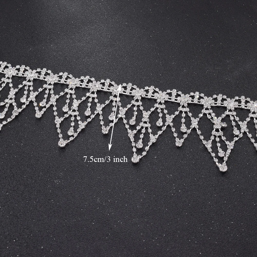 1 ярд хрустальные стразы стеклянная бахрома обрезка Пришивные нашивки сделай сам