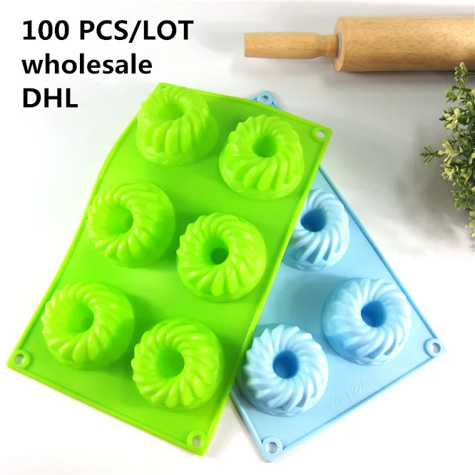 

100PCS/LOT 6-Connected Silicone Donut Mold Non-Stick Donut Baking Pan Decoration Tools Baking Tray Biscuit Bagels Muffins Maker