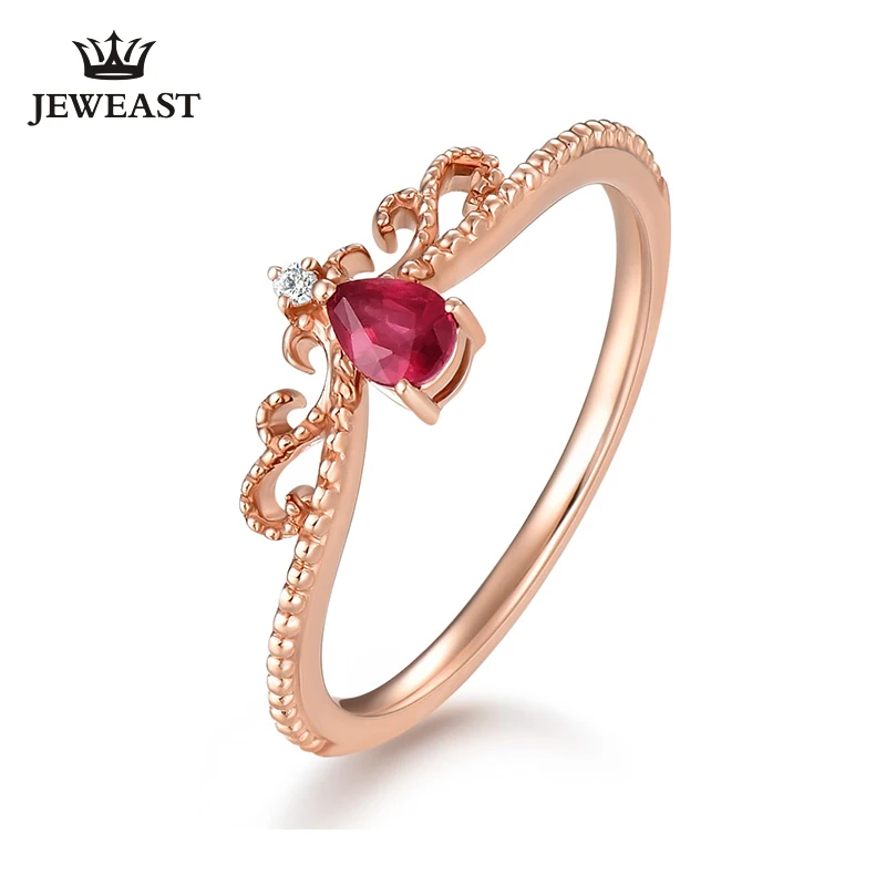 ENZO Natural ruby 18K Pure Gold 2020 New Hot Selling Top Ring Women Heart Shape For Ladies Woman Genuine Jewelry | Украшения и