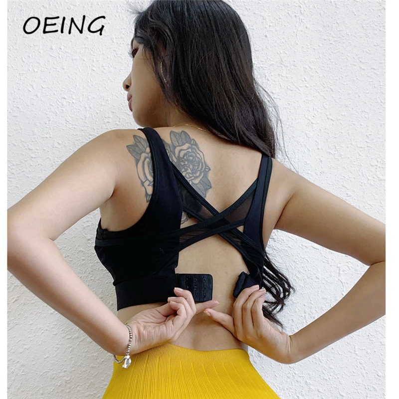 

Women's Yoga Gym Bras Quick Dry Back Cross Workout Sport Bra Seamless