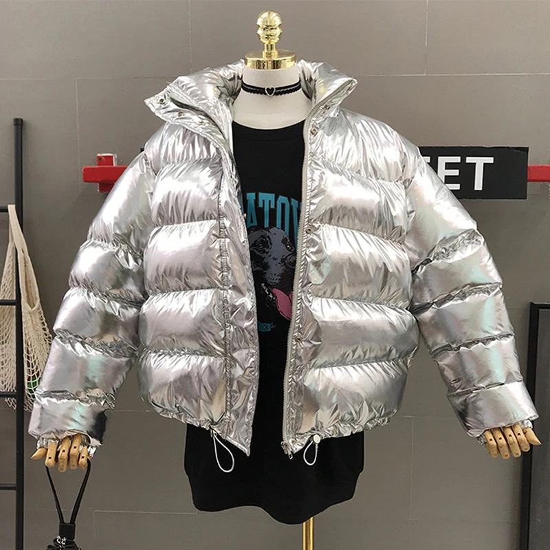 Зимнее пальто для женщин яркая Глянцевая Водонепроницаемая парка женская зимняя