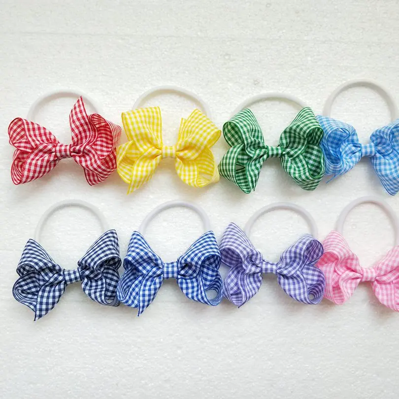 Клетчатый плед с эластичной лентой Галстуки заколки бантами для волос женщин и