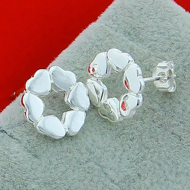 

New Arrival 925 Silver Petite Hearts Stud Earrings for Women Trendy Jewelry Gift