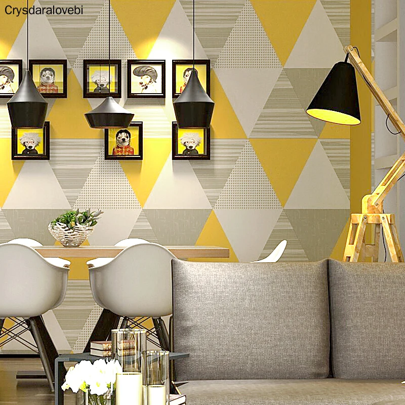 

Современные моющиеся треугольные Настенные обои для спальни, желтые, синие, рулон бумаги для домашнего декора, 3d геометрические обои