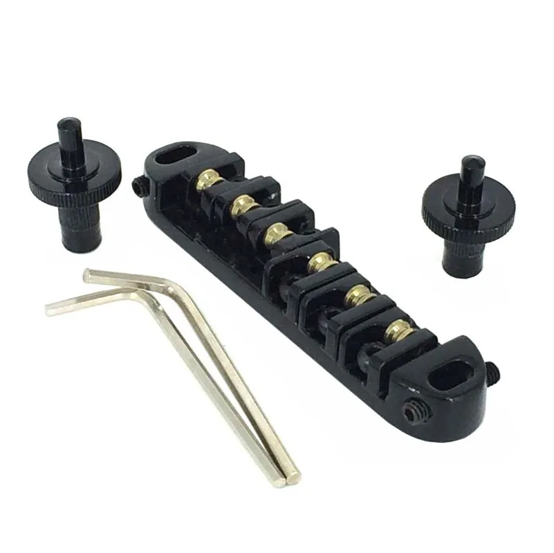 

Roller Saddle Tune-O-Matic Guitar Bridge for Gibson Les Paul Electric Guitar Replacement (Black)