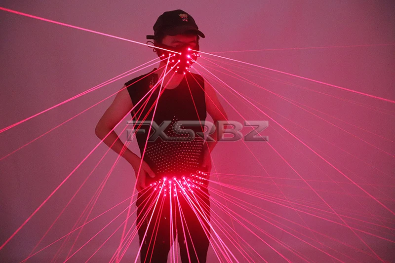 Модный красный лазерный пояс с поясом светящаяся маска светодиодный костюм для