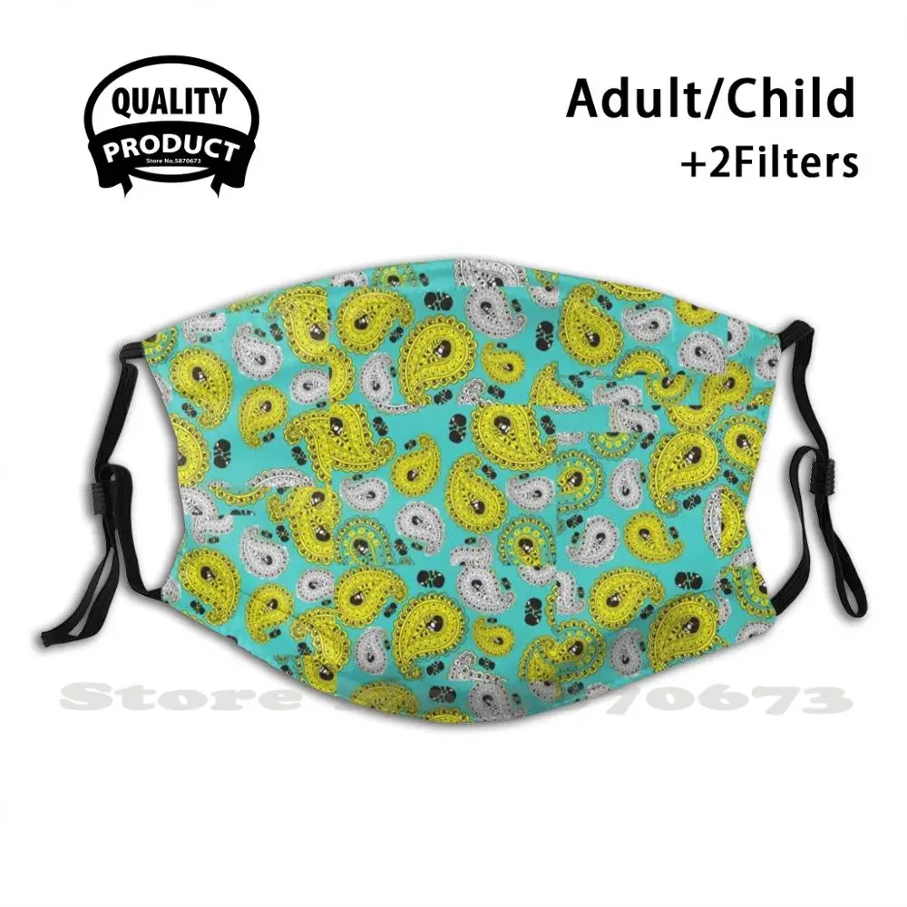 

Маска для лица с черепами и узором пейсли, в готическом стиле