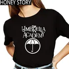 Новая Черная футболка с принтом зонтика академии, Женская забавная Футболка с принтом ча-ча, женская модная футболка унисекс