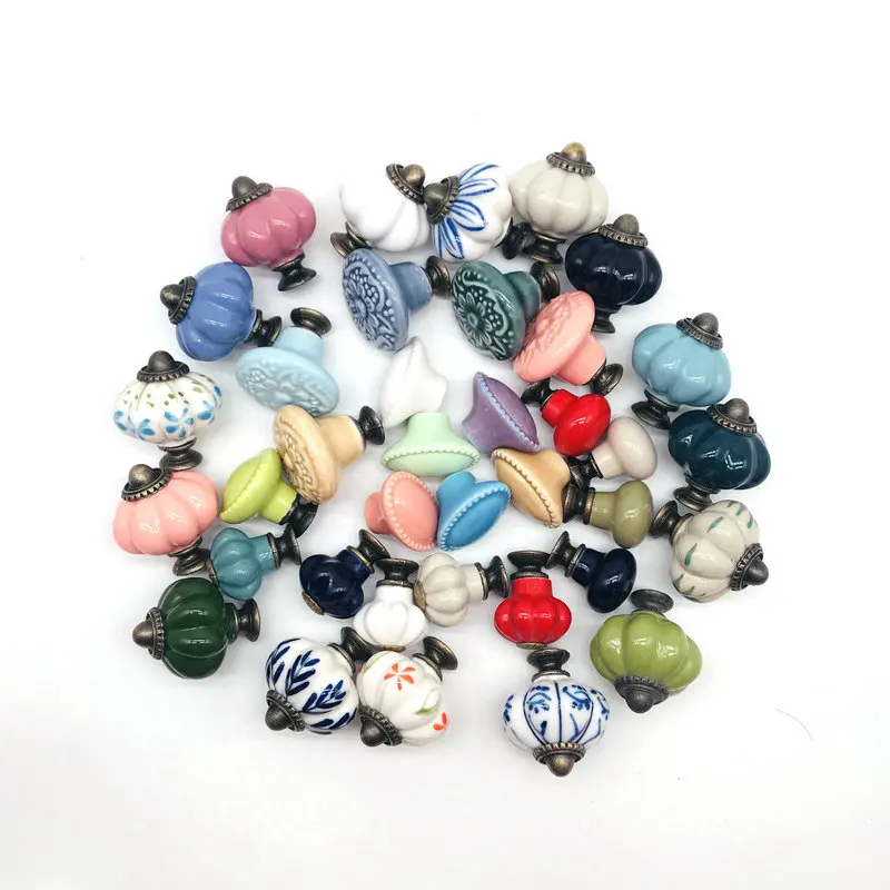 Рельефные Керамические ручки в форме тыквы для кухонного шкафа выдвижного ящика