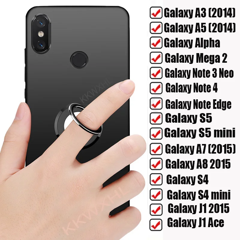 Чехол с кольцом держателем для Samsung Galaxy A3 A5 2014 Alpha Mega 2 Note 3 Neo 4 A7 A8 2015 J1 Ace S4 S5 mini