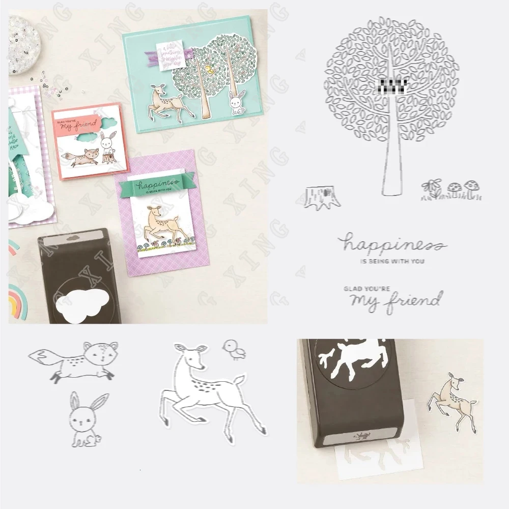 

2022 New Spring Tree Friends Metal Cutting Dies and Stamps Scrapbook Decoration Embossing Template Diy Greeting Card Handmade